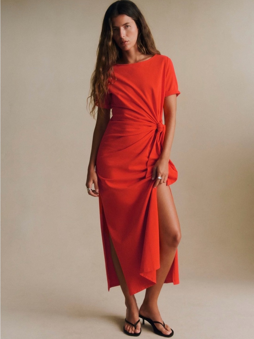 Sezane Pippa Dress - Size Small - Coral - EUC